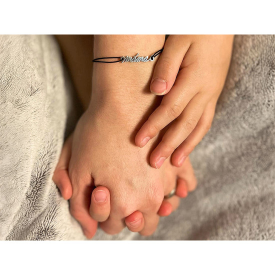 Bracelet with stainless steel pendant, máma - Red (2 Pieces) Bracelet with stainless steel pendant, máma - Red (2 Pieces)