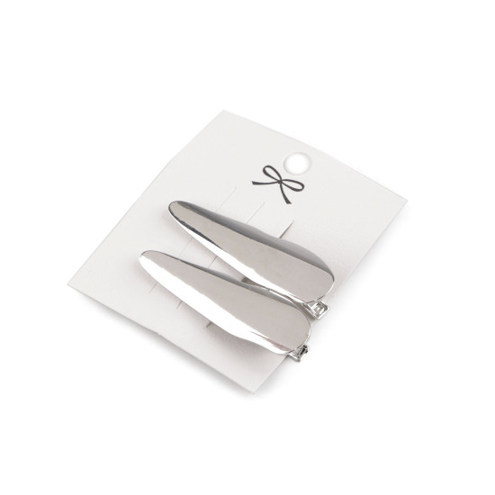 Hair clips with teeth, 55 mm - Silver (1 Card) Hair clips with teeth, 55 mm - Silver (1 Card)