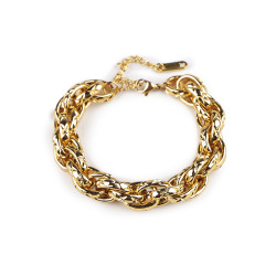 Stainless steel bracelet with sturdy chain - Gold (1 Piece)