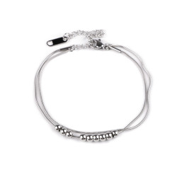 Stainless steel double snake bracelet - Silver (1 Piece)