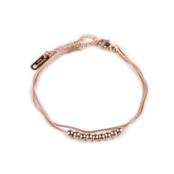 Stainless steel double snake bracelet - Pink gold (1 Piece)