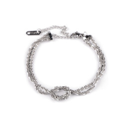 Stainless steel double bracelet with knot - Silver (1 Piece)
