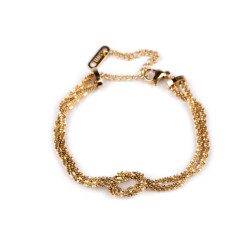 Stainless steel double bracelet with knot - Gold (1 Piece)