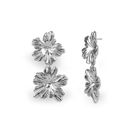 Ohrringe aus edelstahl blumen - Silber (1 Paar) Ohrringe aus edelstahl blumen - Silber (1 Paar)