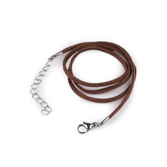 Kordel aus öko-leder mit edelstahl-karabiner, länge 46 cm - Schwarz (1 Stück) Kordel aus öko-leder mit edelstahl-karabiner, länge 46 cm - Schwarz (1 Stück)