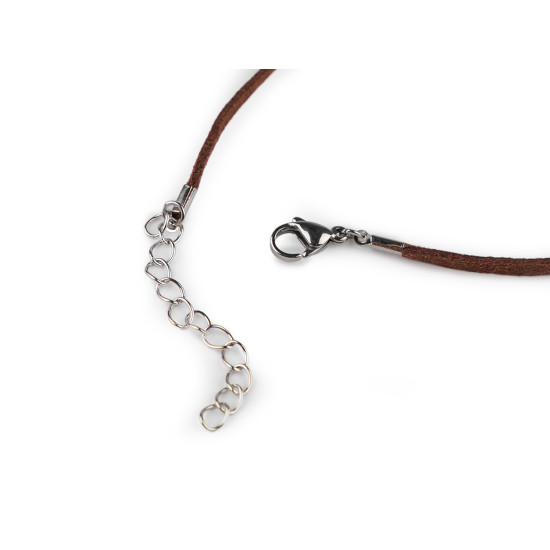 Kordel aus öko-leder mit edelstahl-karabiner, länge 46 cm - Schwarz (1 Stück) Kordel aus öko-leder mit edelstahl-karabiner, länge 46 cm - Schwarz (1 Stück)