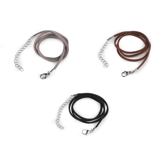 Kordel aus öko-leder mit edelstahl-karabiner, länge 46 cm - Schwarz (1 Stück) Kordel aus öko-leder mit edelstahl-karabiner, länge 46 cm - Schwarz (1 Stück)