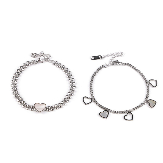 Armband aus edelstahl herz - Silber (1 Stück) Armband aus edelstahl herz - Silber (1 Stück)