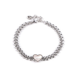 Stainless steel bracelet, heart - Silver (1 Piece)