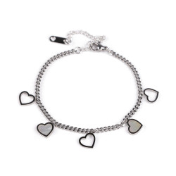 Stainless steel bracelet, heart - Silver (1 Piece)