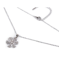 Naszyjnik ze stali nierdzewnej śnieżynka z szlifowanymi kamyczkami - Crystal (1 Sztuka)