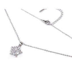 Naszyjnik ze stali nierdzewnej śnieżynka z szlifowanymi kamyczkami - Crystal (1 Sztuka)