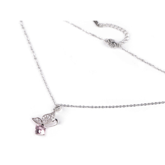 Stainless steel butterfly necklace with rhinestones - Crystal (1 Piece) Stainless steel butterfly necklace with rhinestones - Crystal (1 Piece)