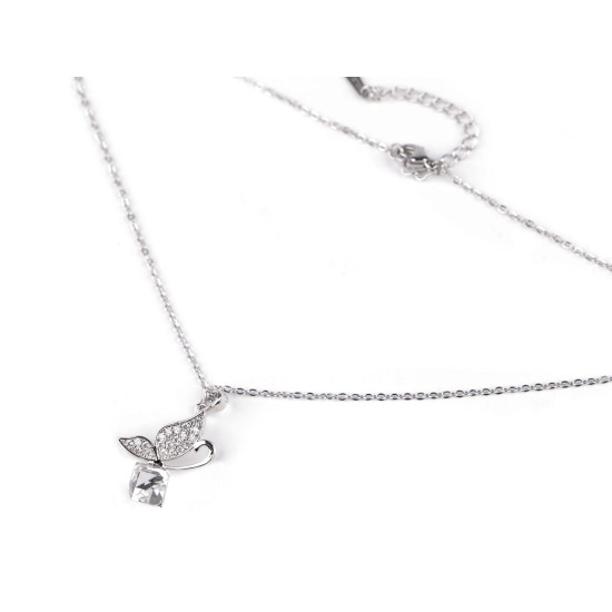 Stainless steel butterfly necklace with rhinestones - Crystal (1 Piece) Stainless steel butterfly necklace with rhinestones - Crystal (1 Piece)