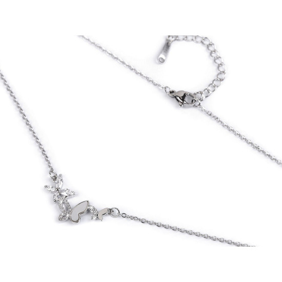 Naszyjnik ze stali nierdzewnej motyle z szlifowanymi kamyczkami - Crystal (2 Sztuki) Naszyjnik ze stali nierdzewnej motyle z szlifowanymi kamyczkami - Crystal (2 Sztuki)