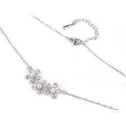 Halskette aus edelstahl blumen mit geschliffenen steinchen - Silber (1 Stück)