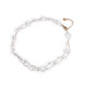 Double stainless steel necklace with glass beads - Pearl (1 Piece) Double stainless steel necklace with glass beads - Pearl (1 Piece)