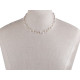 Double stainless steel necklace with glass beads - Pearl (1 Piece) Double stainless steel necklace with glass beads - Pearl (1 Piece)