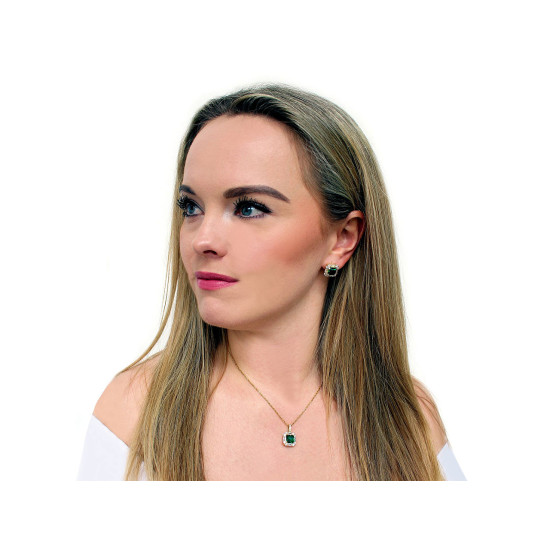 Conjunto de collar y pendientes de acero inoxidable con pedrería - Cristal (1 Juego) Conjunto de collar y pendientes de acero inoxidable con pedrería - Cristal (1 Juego)