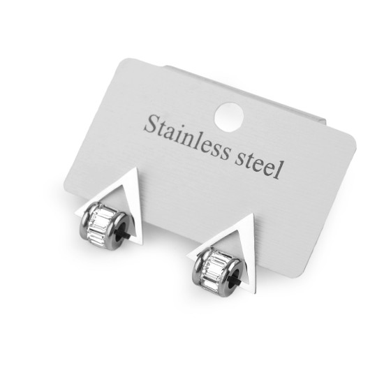 Ohrringe aus edelstahl dreieck mit geschliffenen steinchen - Rosagold (2 Paare) Ohrringe aus edelstahl dreieck mit geschliffenen steinchen - Rosagold (2 Paare)