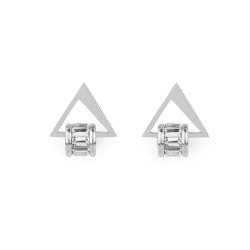 Ohrringe aus edelstahl dreieck mit geschliffenen steinchen - Silber (1 Paar)