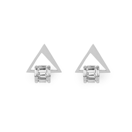 Ohrringe aus edelstahl dreieck mit geschliffenen steinchen - Rosagold (2 Paare) Ohrringe aus edelstahl dreieck mit geschliffenen steinchen - Rosagold (2 Paare)