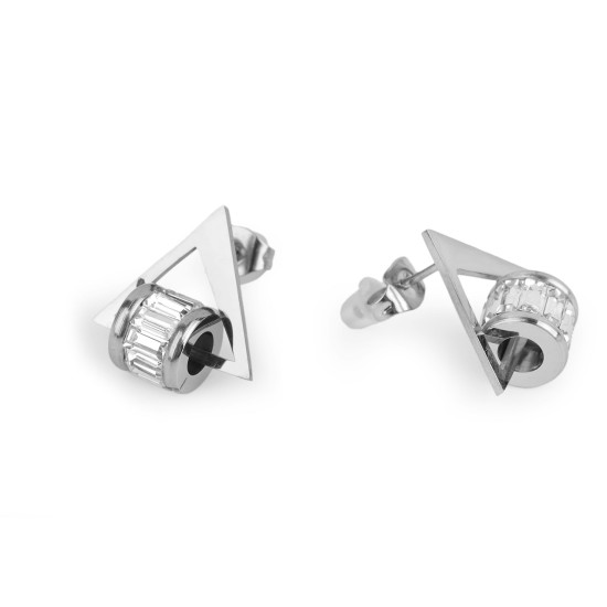 Ohrringe aus edelstahl dreieck mit geschliffenen steinchen - Rosagold (2 Paare) Ohrringe aus edelstahl dreieck mit geschliffenen steinchen - Rosagold (2 Paare)