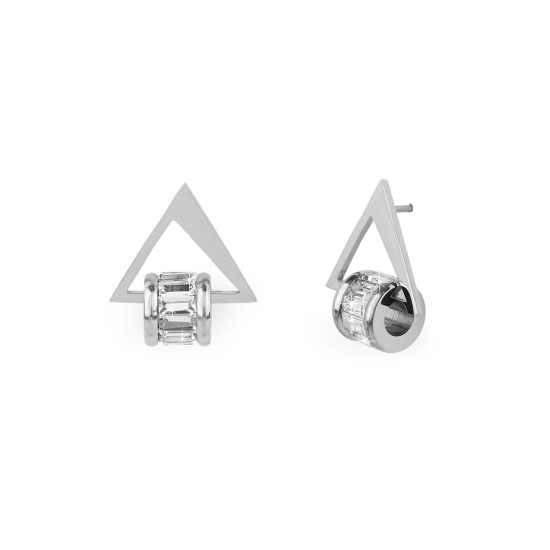 Ohrringe aus edelstahl dreieck mit geschliffenen steinchen - Rosagold (2 Paare) Ohrringe aus edelstahl dreieck mit geschliffenen steinchen - Rosagold (2 Paare)