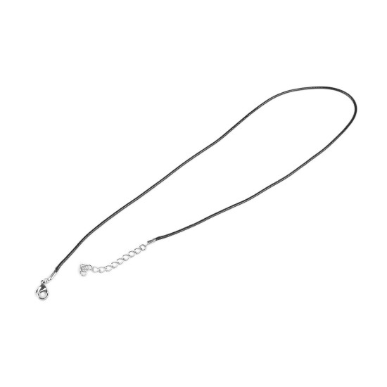 Cordon ciré avec mousqueton en acier inoxydable, longueur 45 cm - Noir (2 Pièces) Cordon ciré avec mousqueton en acier inoxydable, longueur 45 cm - Noir (2 Pièces)