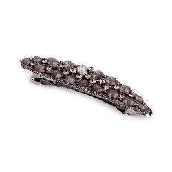 Fermaglio per capelli, alla francese, con strass - Diamante nero (1 Pezzo)