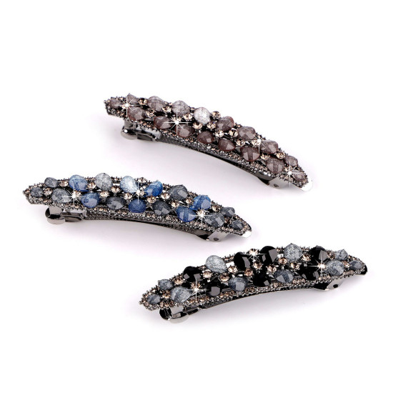 Barrettes à cheveux avec strass - Jais (3 Pièces) Barrettes à cheveux avec strass - Jais (3 Pièces)