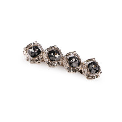 French hair clip with rhinestones - Black diamond (1 Piece)