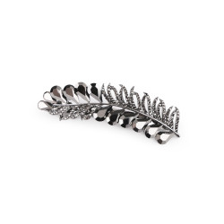 French hair clip with rhinestones - Black diamond (1 Piece)