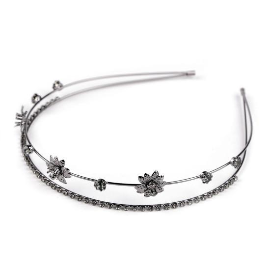 Double rhinestone tiara - Anthracite (3 Pieces) Double rhinestone tiara - Anthracite (3 Pieces)