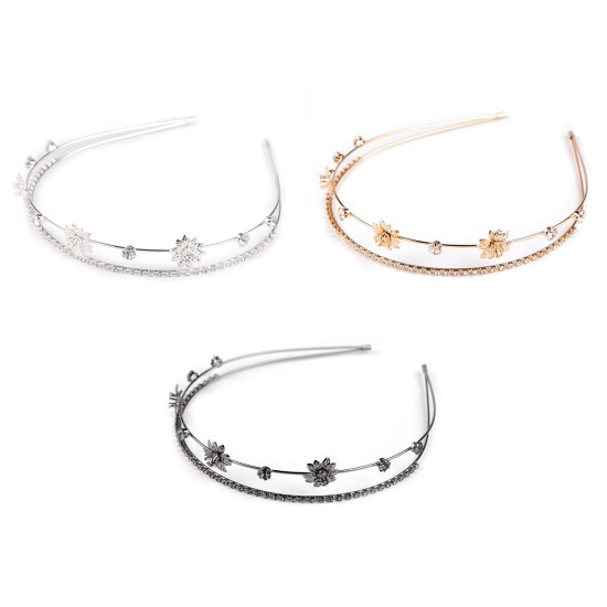 Double rhinestone tiara - Anthracite (3 Pieces) Double rhinestone tiara - Anthracite (3 Pieces)