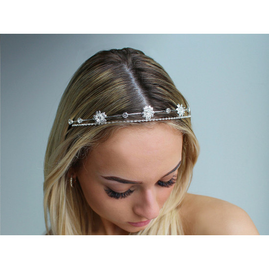 Double rhinestone tiara - Anthracite (3 Pieces) Double rhinestone tiara - Anthracite (3 Pieces)