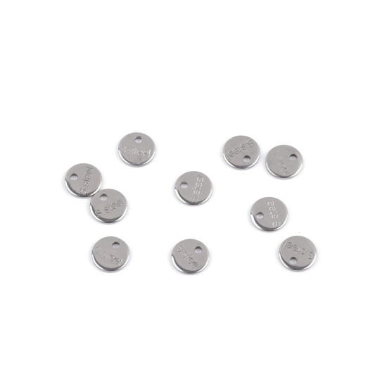 Anhänger/komponente zur schmuckherstellung aus edelstahl mit der aufschrift s.steel - Platine (100 Stücke) Anhänger/komponente zur schmuckherstellung aus edelstahl mit der aufschrift s.steel - Platine (100 Stücke)
