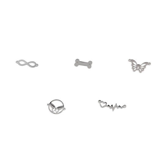 Anhänger/zwischenkomponente zur herstellung von schmuck aus rostfreiem stahl – unendlichkeit, knochen, schmetterling, he - Platine (5 Stücke) Anhänger/zwischenkomponente zur herstellung von schmuck aus rostfreiem stahl – unendlichkeit, knochen, schmetterling, he - Platine (5 Stücke)