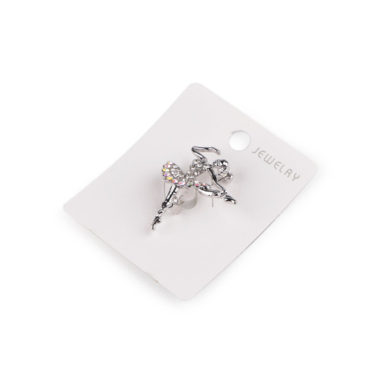 Bross strasszkövekkel balerina kitűző - Crystal ab (1 Darab) Bross strasszkövekkel balerina kitűző - Crystal ab (1 Darab)