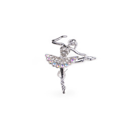 Bross  strasszkövekkel balerina kitűző - Crystal ab (1 Darab)