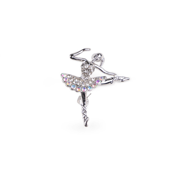 Bross strasszkövekkel balerina kitűző - Crystal ab (1 Darab) Bross strasszkövekkel balerina kitűző - Crystal ab (1 Darab)