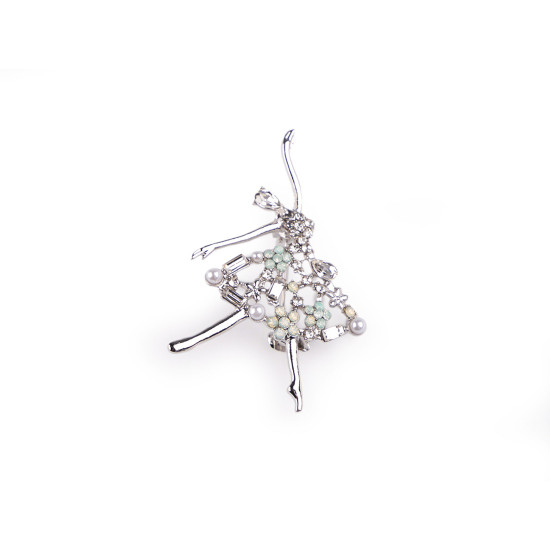 Bross strasszkövekkel balerina kitűző - Crystal ab (1 Darab) Bross strasszkövekkel balerina kitűző - Crystal ab (1 Darab)