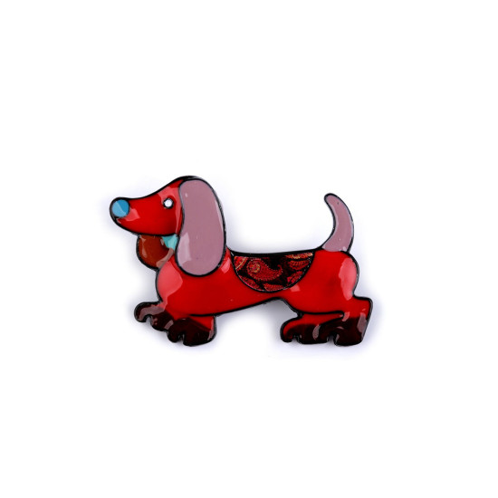 Brooch - dachshund - Red (4 Pieces) Brooch - dachshund - Red (4 Pieces)