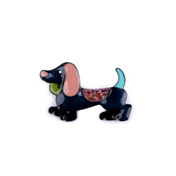 Brooch - dachshund - Blue dark (1 Piece)