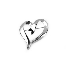 Brooch - heart - Silver (1 Piece)