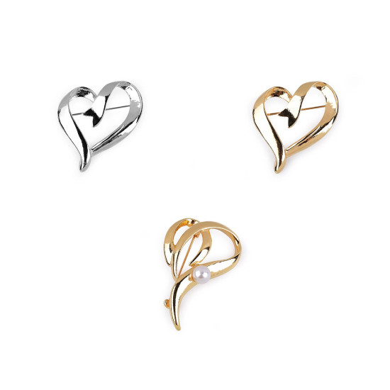 Brooch - heart - Gold lt. (2 Pieces) Brooch - heart - Gold lt. (2 Pieces)