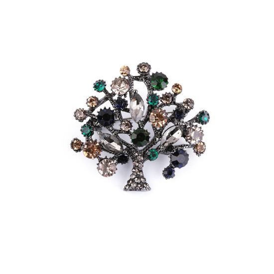 Brosche mit geschliffenen steinchen lebensbaum - Emerald (1 Stück) Brosche mit geschliffenen steinchen lebensbaum - Emerald (1 Stück)