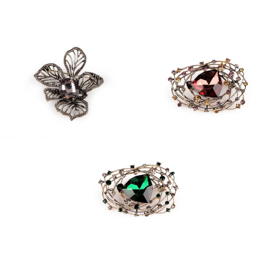 Bross csiszolt kövekkel - Antracit (1 Darab) Bross csiszolt kövekkel - Antracit (1 Darab)