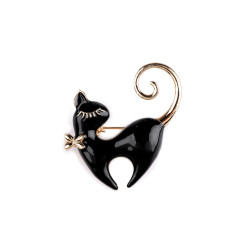 Brooch - cat - Black (1 Piece)