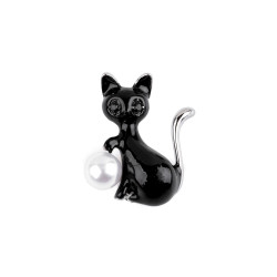 Brooch - cat - Black (1 Piece)